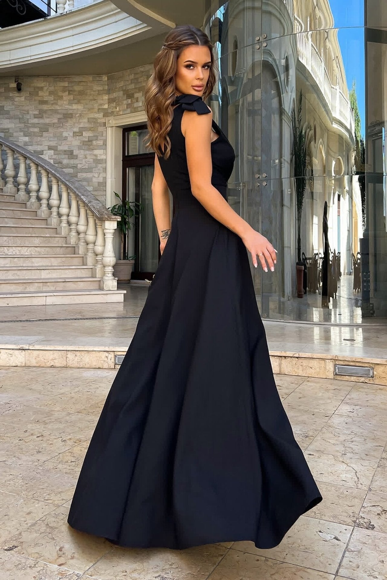Robe Longue Plissée Unie, Élégance Naturelle