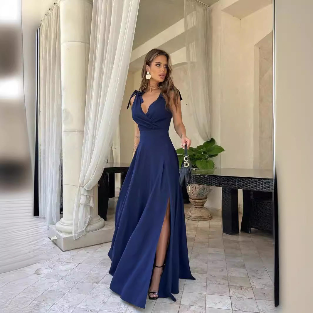 Robe Longue Plissée Unie, Élégance Naturelle