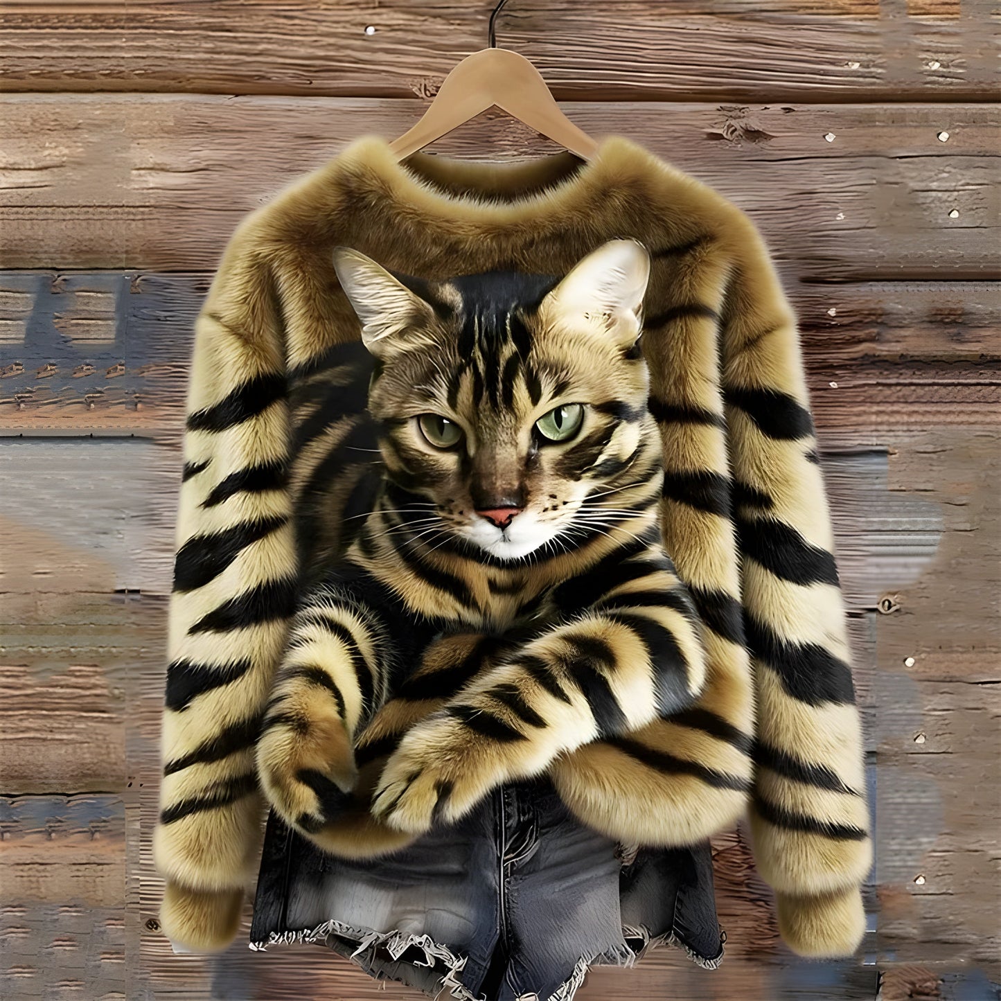 Pull Chaud Imprimé Chat