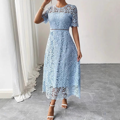 Robe Dentelle Bleu Profond