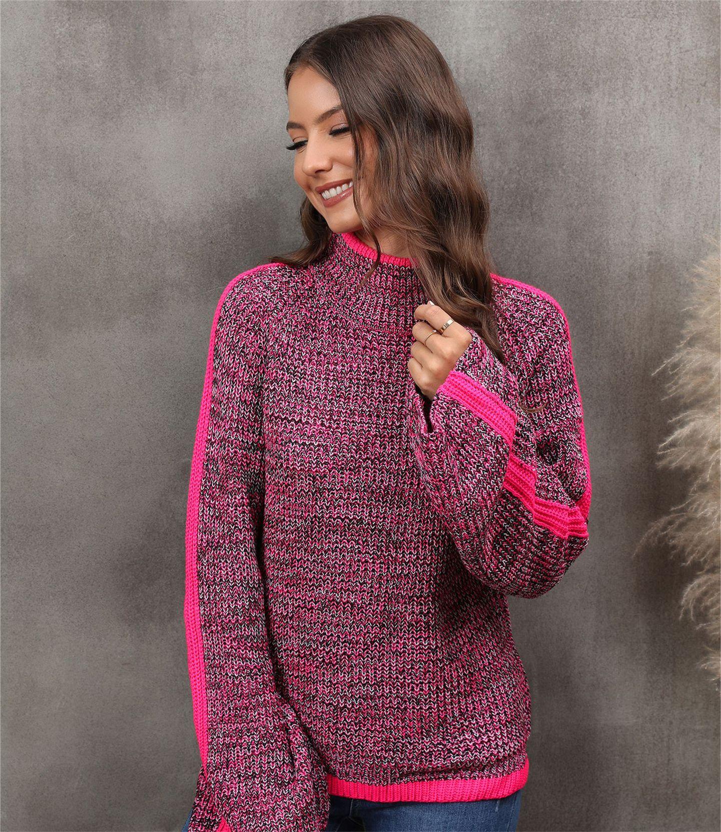 Pull Col Roulé Coloré