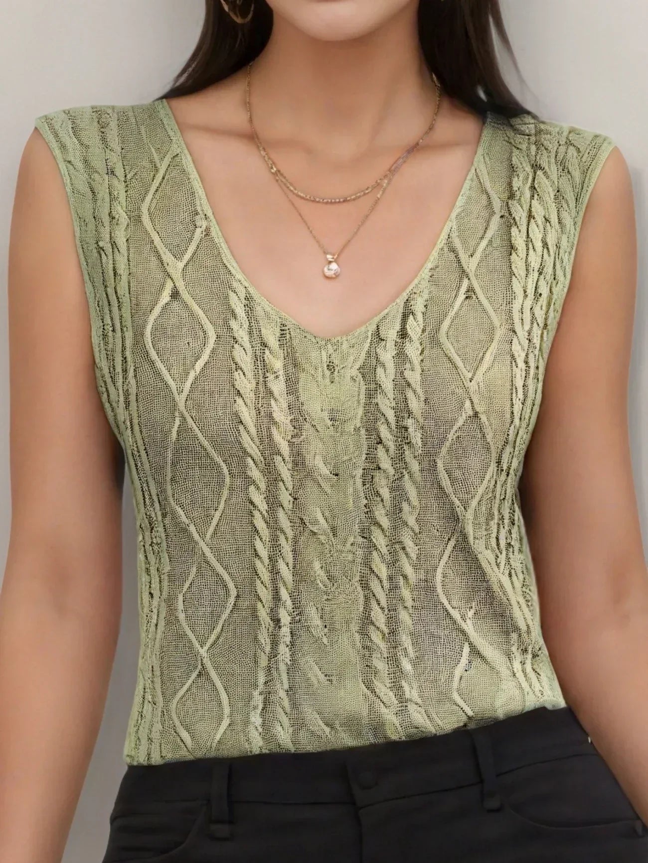 Top Maille Sans Manches Col V