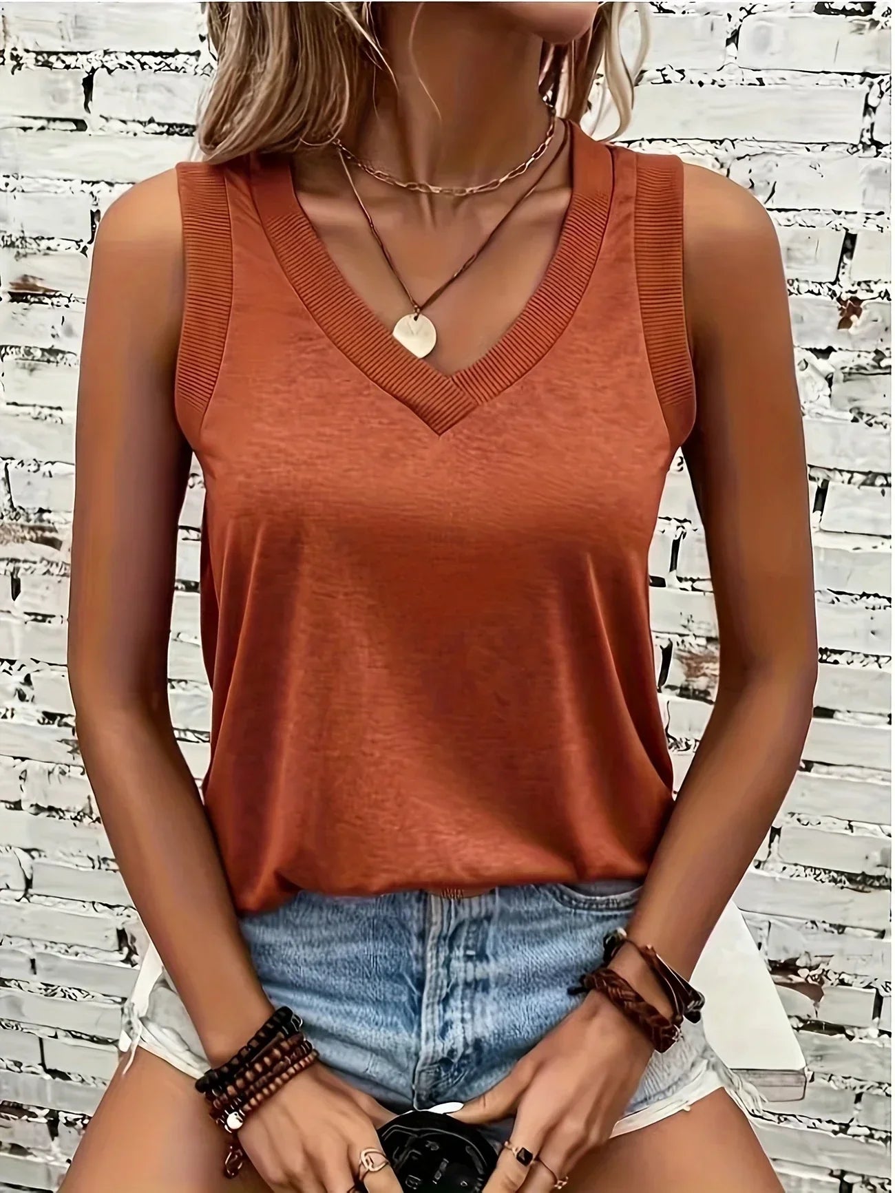 Top Respirant Coton Col V