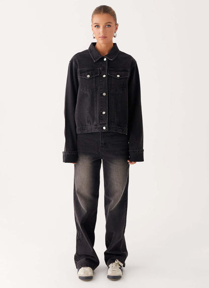 Veste Denim Col Revers
