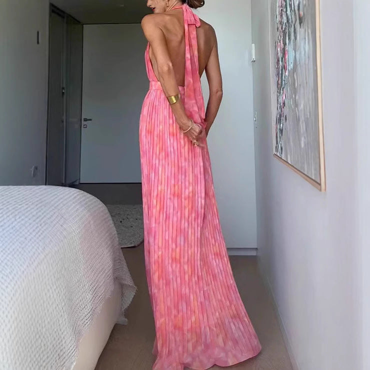 Robe Longue Bretelles Rose