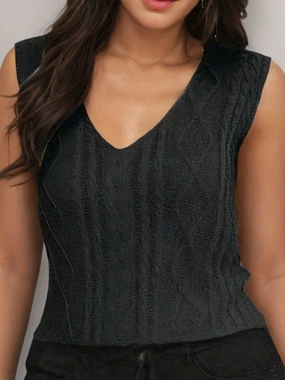 Top Maille Sans Manches Col V