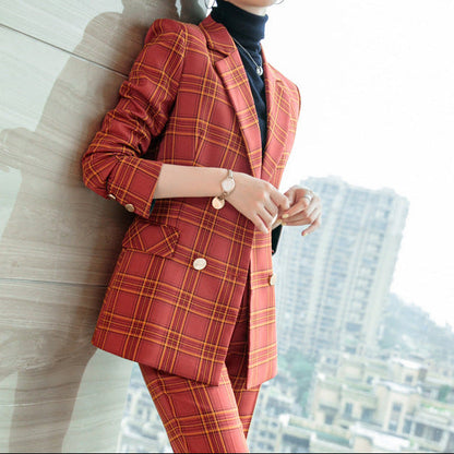 Blazer à Carreaux Double Boutonnage