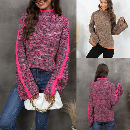 Pull Col Roulé Coloré