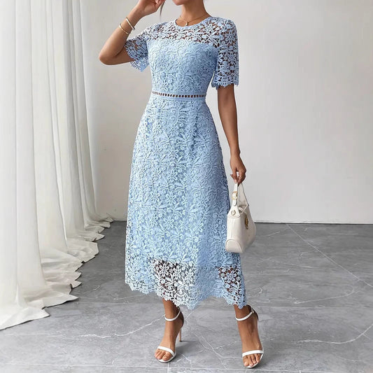 Robe Dentelle Bleu Profond