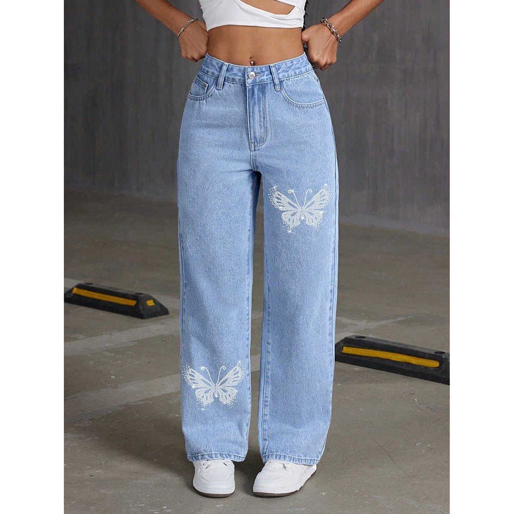 Pantalon Imprimé Coupe Droite