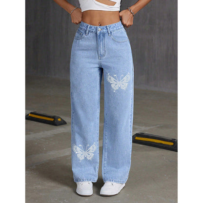 Pantalon Imprimé Coupe Droite