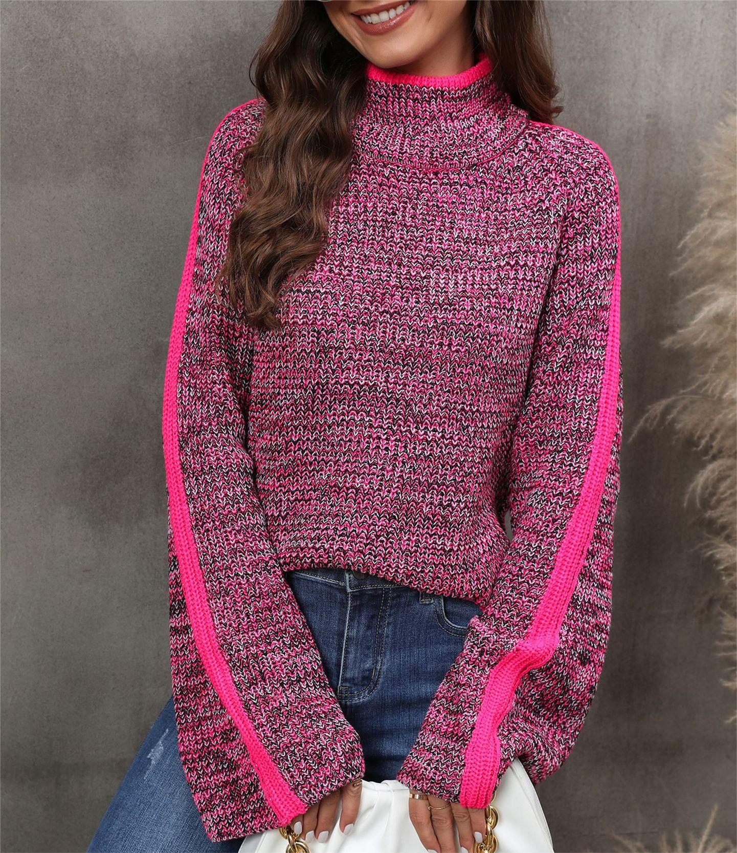 Pull Col Roulé Coloré