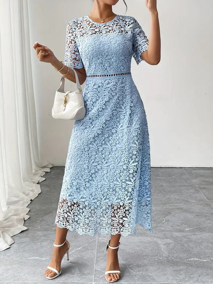Robe Dentelle Bleu Profond