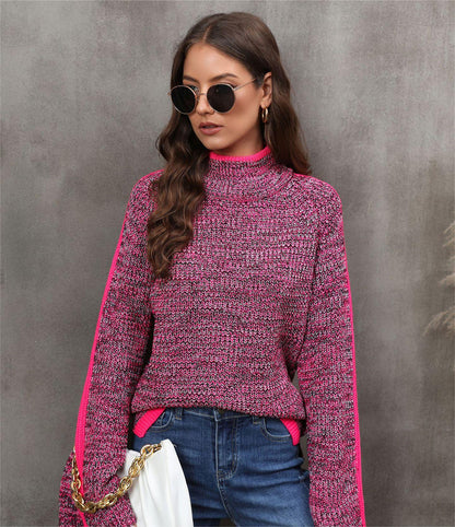 Pull Col Roulé Coloré