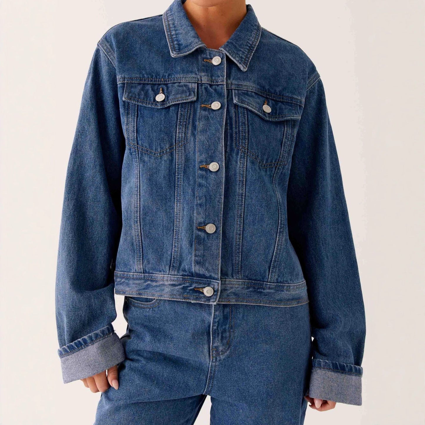 Veste Denim Col Revers