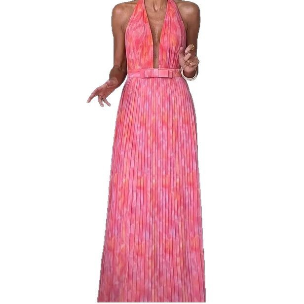 Robe Longue Bretelles Rose