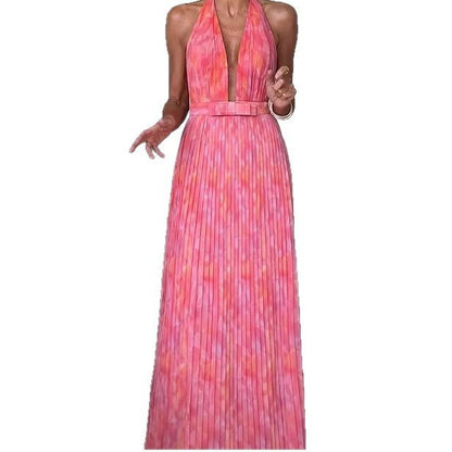 Robe Longue Bretelles Rose
