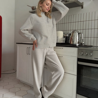 Cardigan Zippé en Coton Tricoté