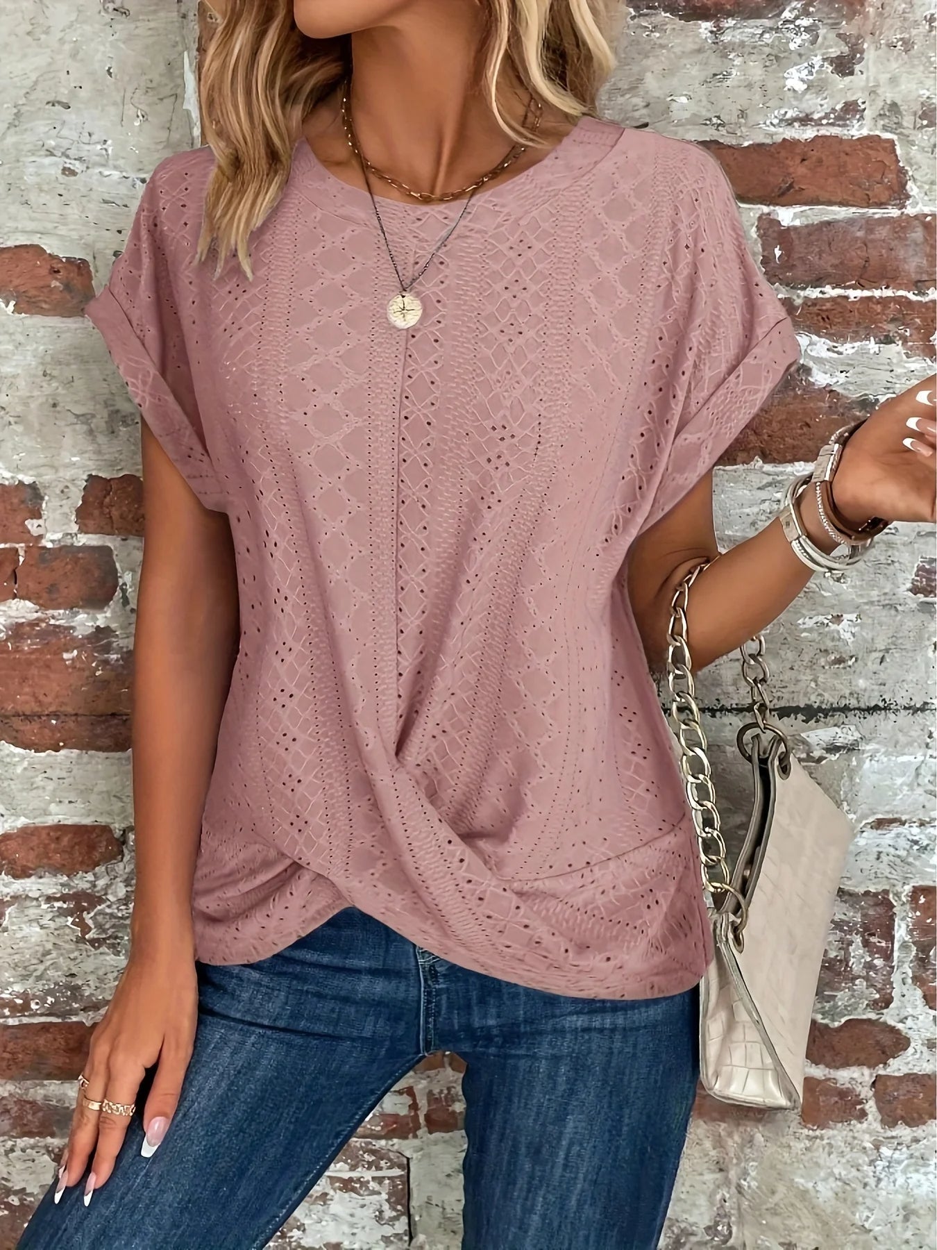 T-shirt Tricot Gaufré Torsadé