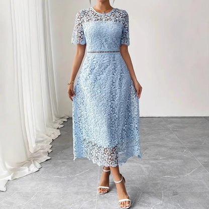 Robe Dentelle Bleu Profond