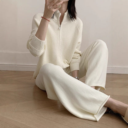 Cardigan Zippé en Coton Tricoté