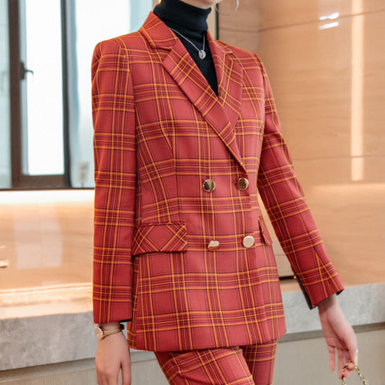 Blazer à Carreaux Double Boutonnage