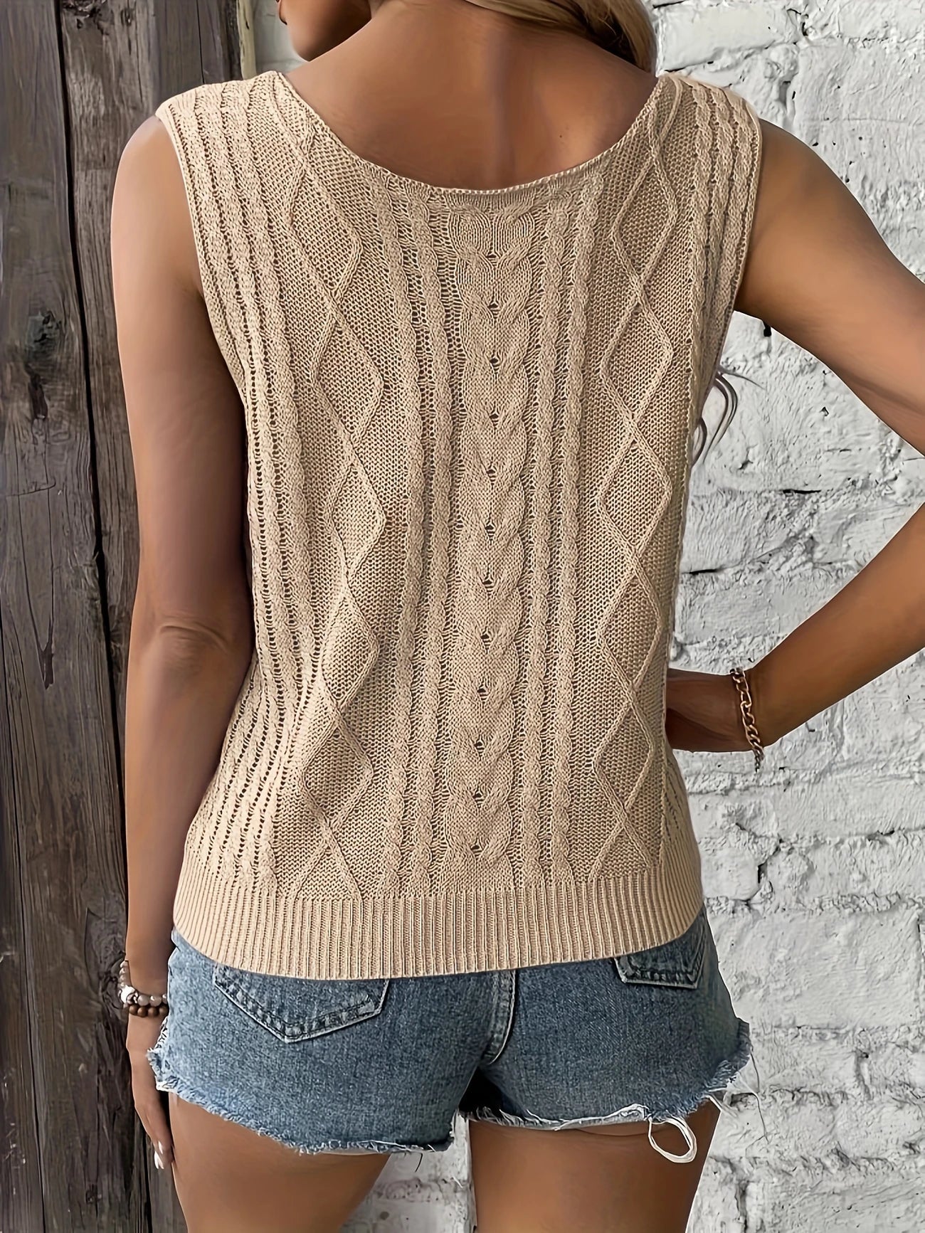 Top Maille Sans Manches Col V
