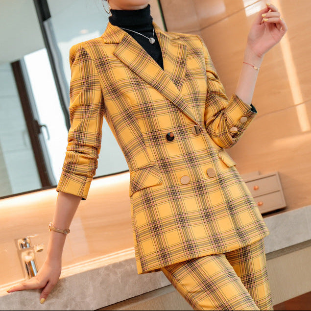 Blazer à Carreaux Double Boutonnage