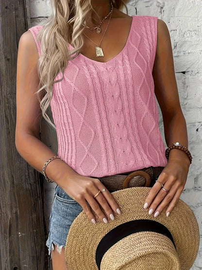 Top Maille Sans Manches Col V
