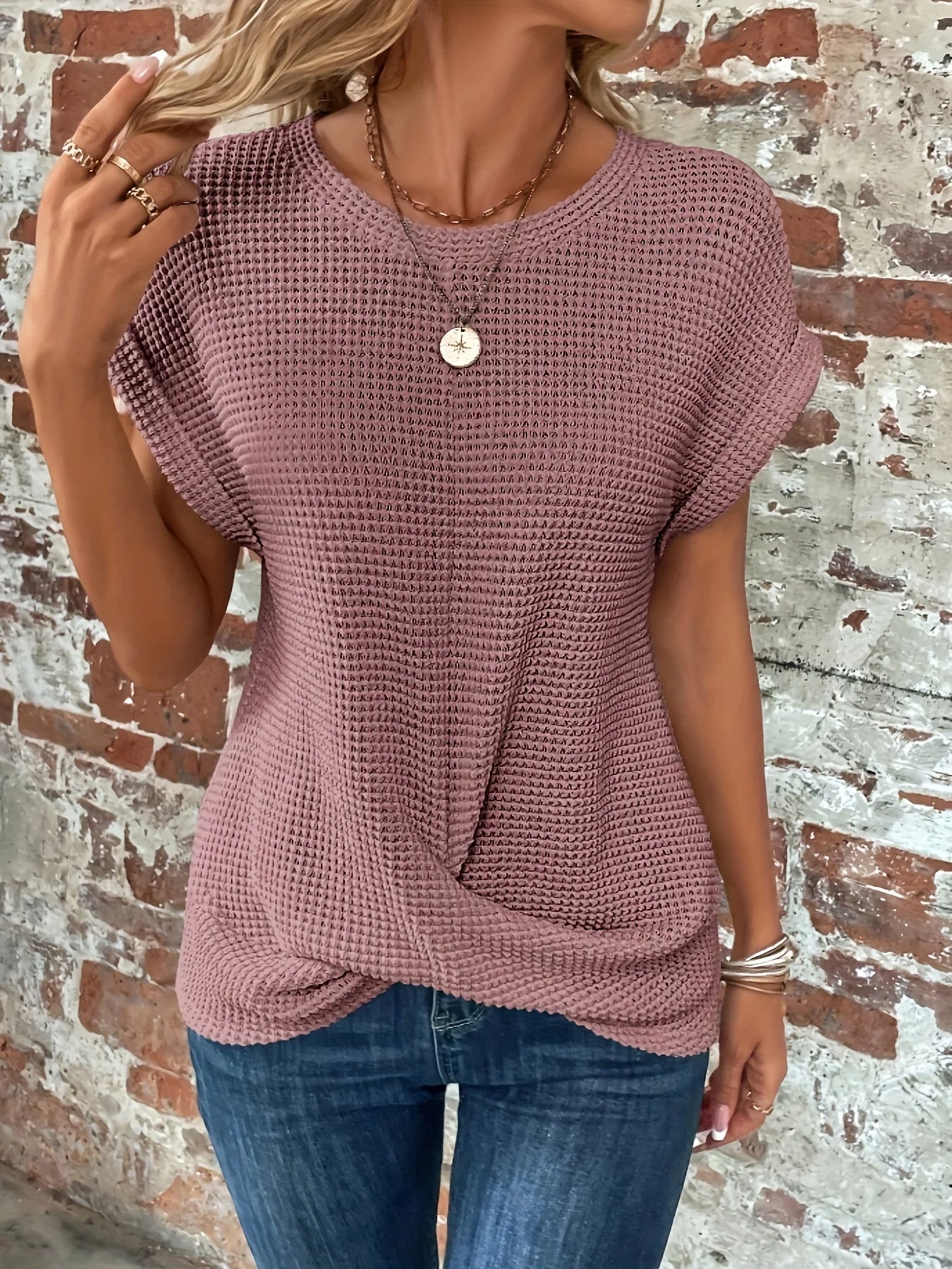 T-shirt Tricot Gaufré Torsadé