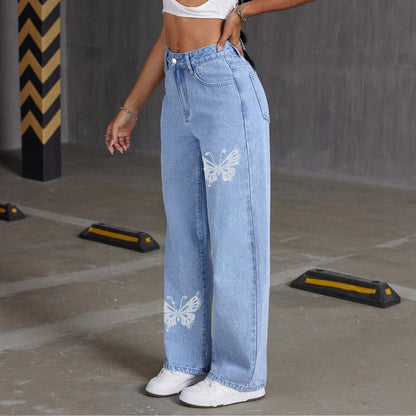Pantalon Imprimé Coupe Droite