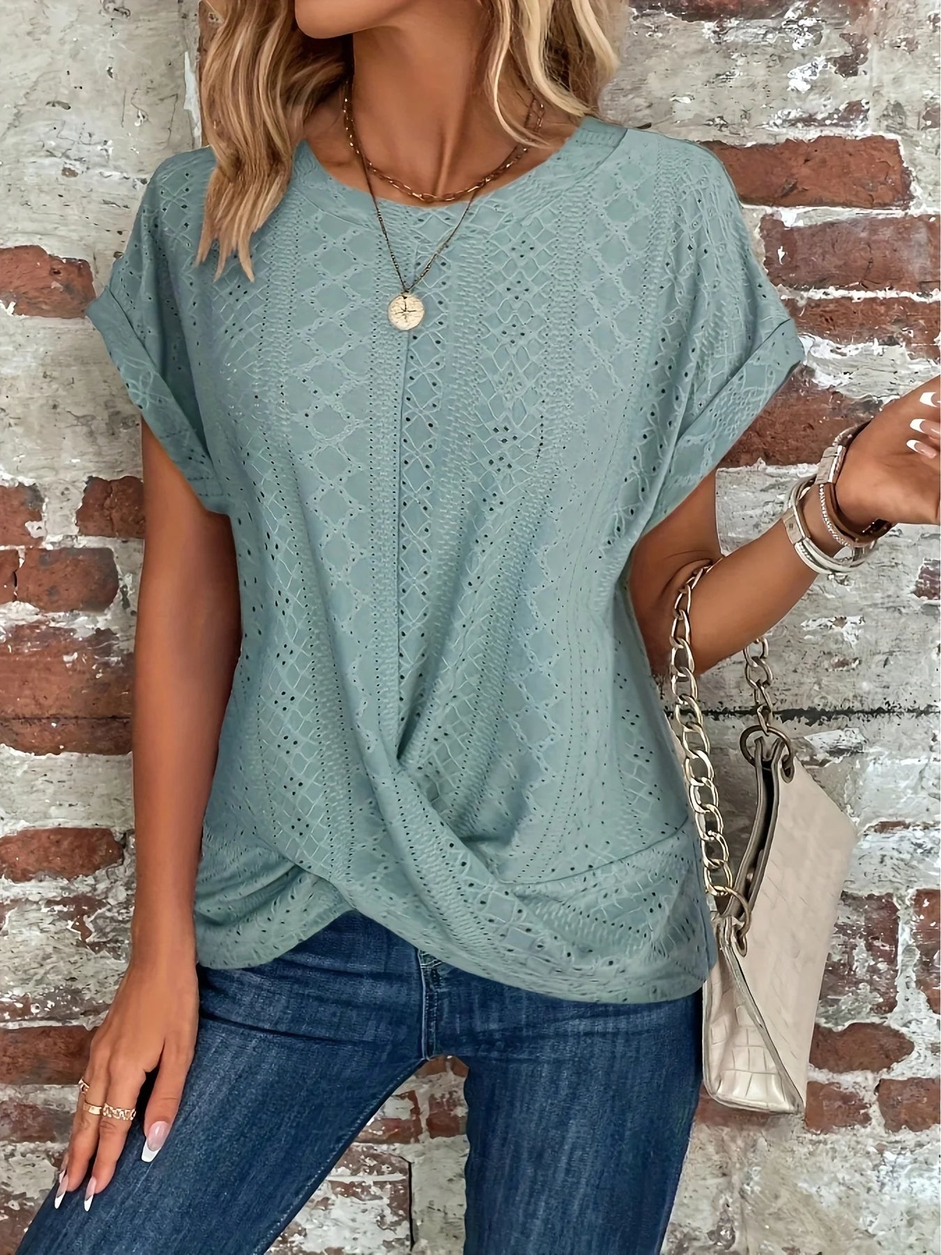 T-shirt Tricot Gaufré Torsadé