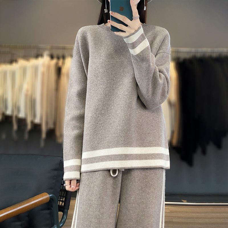 Pantalon Large & Pull en Laine