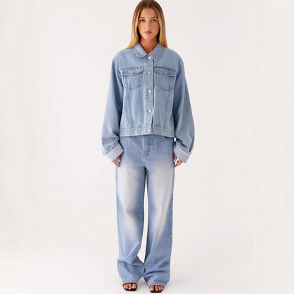 Veste Denim Col Revers