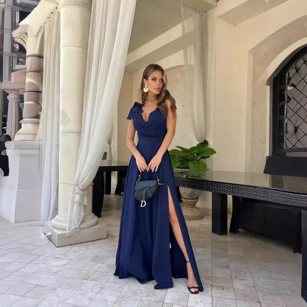 Robe Longue Plissée Unie, Élégance Naturelle