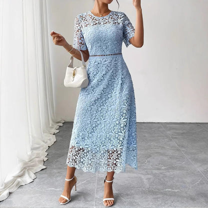 Robe Dentelle Bleu Profond