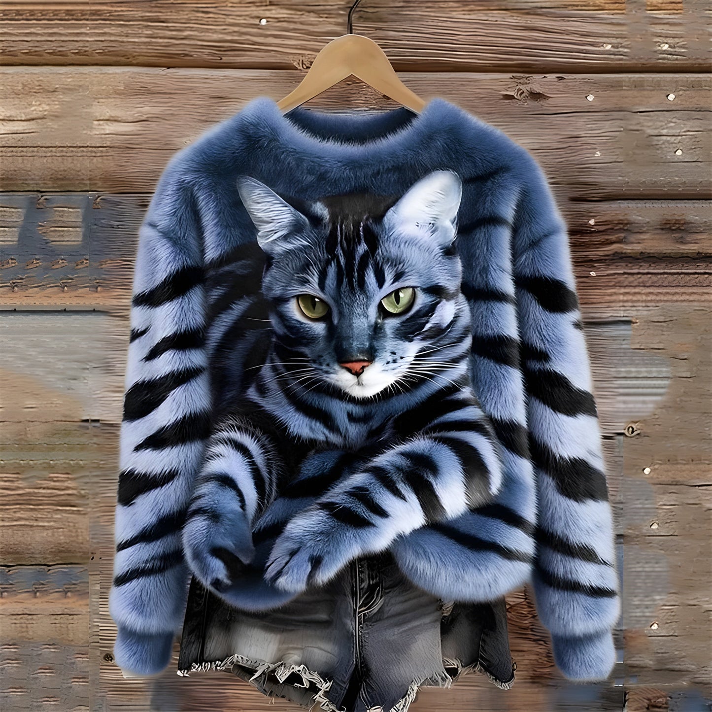 Pull Chaud Imprimé Chat