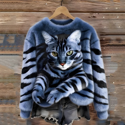 Pull Chaud Imprimé Chat