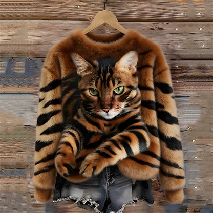 Pull Chaud Imprimé Chat