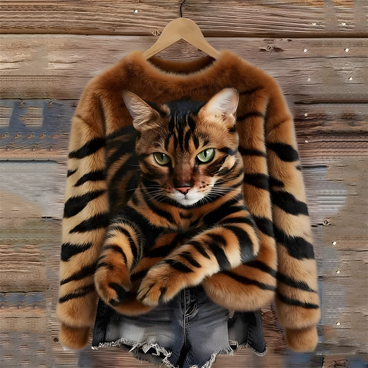 Pull Chaud Imprimé Chat