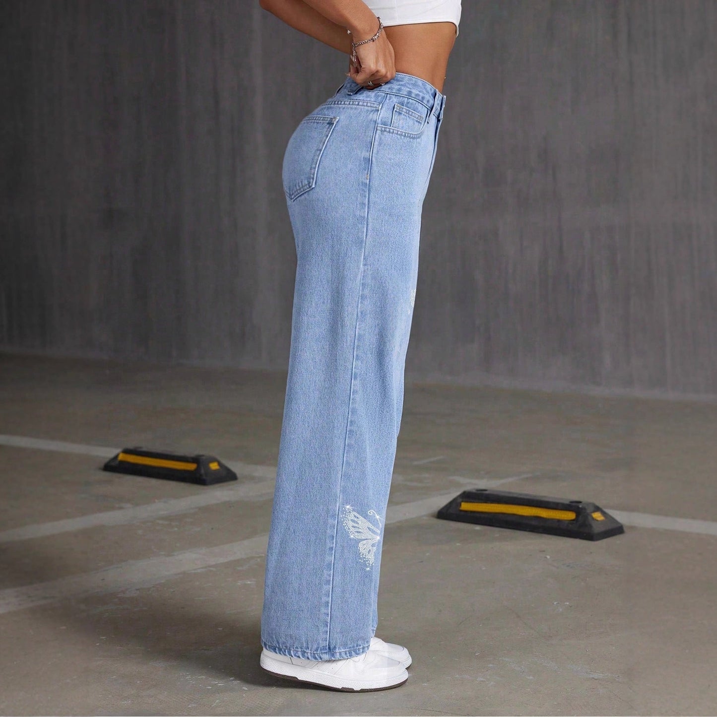 Pantalon Imprimé Coupe Droite