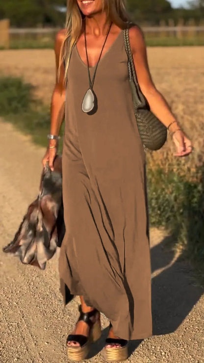 Robe longue à col V