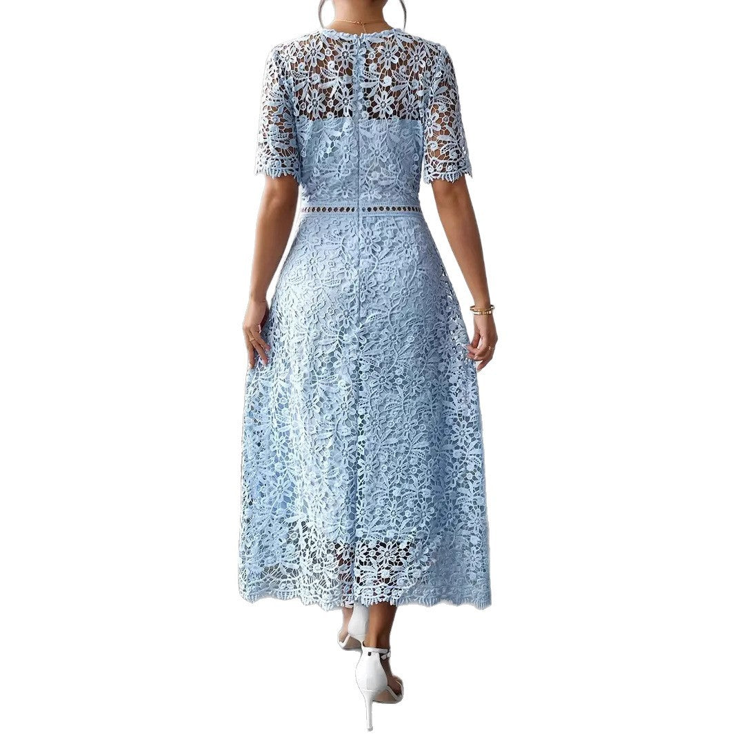 Robe Dentelle Bleu Profond