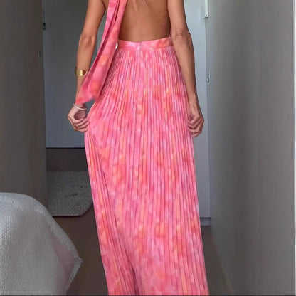 Robe Longue Bretelles Rose