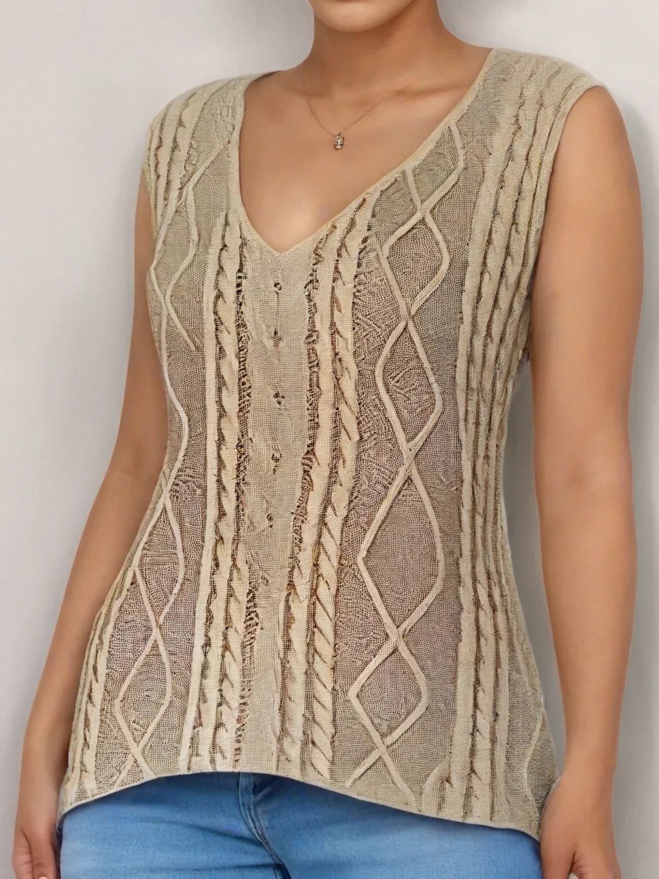 Top Maille Sans Manches Col V