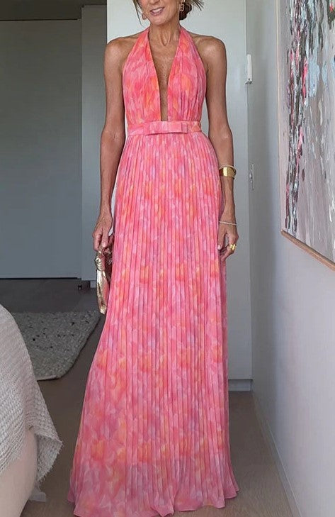 Robe Longue Bretelles Rose