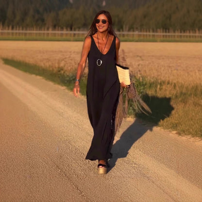 Robe longue à col V