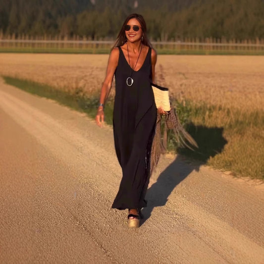 Robe longue à col V