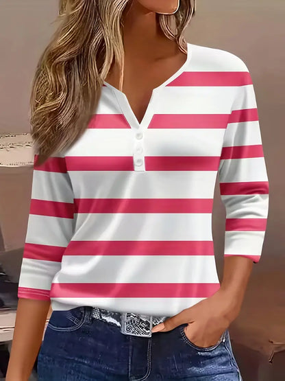 T-shirt Col V Coton Décontracté
