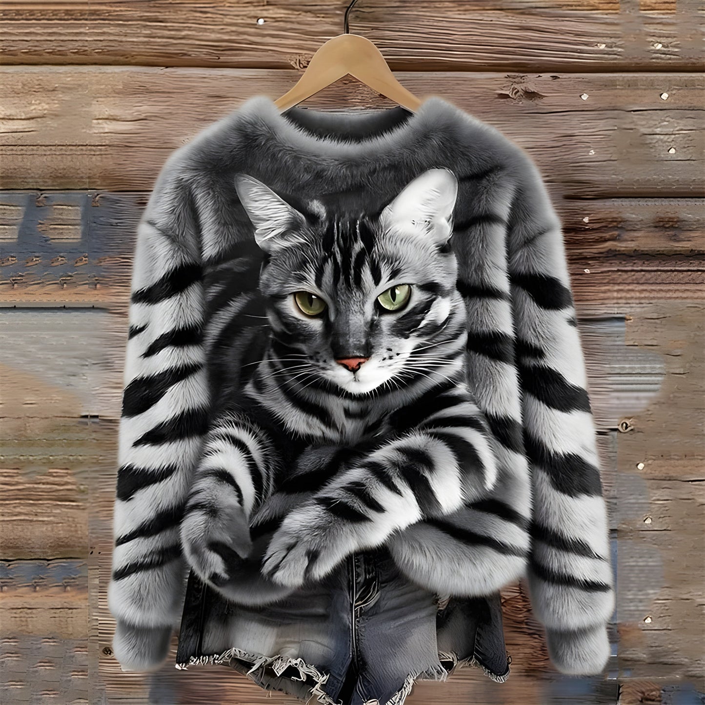 Pull Chaud Imprimé Chat